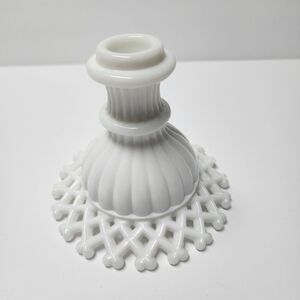 Vintage Westmoreland Lattice Edge Milk Glass Taper Candlestick